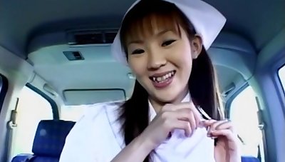 Closeup video of cute Mari Yamada tremendous a sloppy BJ in along to car